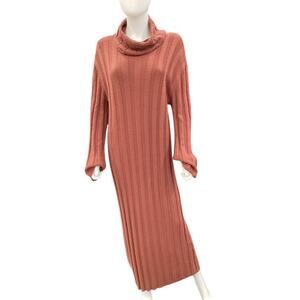 FP Beach Free People Dress Womens SZ M LongKnit Acrylic/CottonBlend Burnt Orange